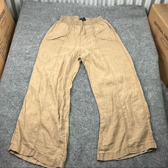 Tahari Linen pants khaki loose fit flow pants small - Picture 1 of 9
